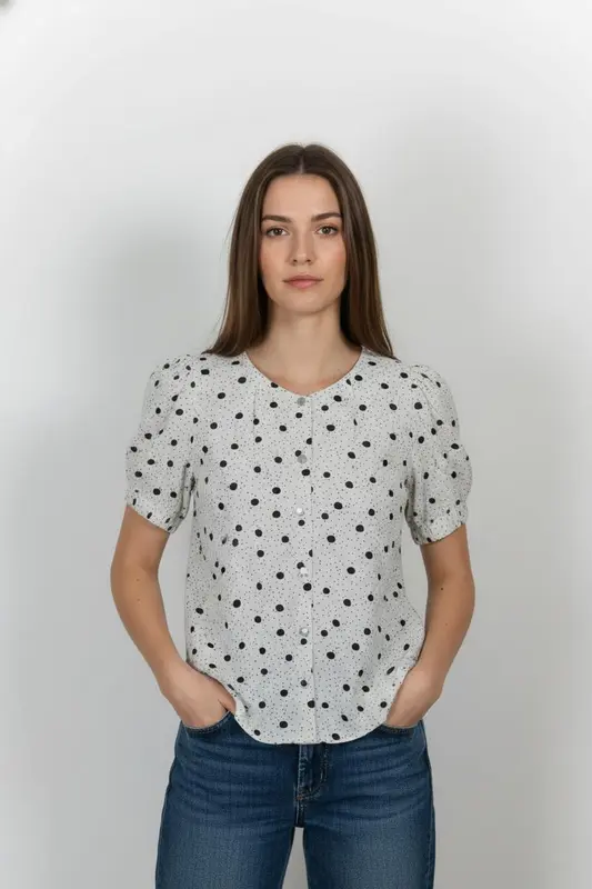Blouse Blanche et Noire - Taille XS/34