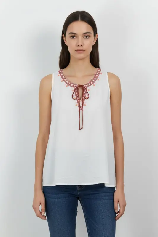 Blouse Blanche et Rouge - Taille M/38