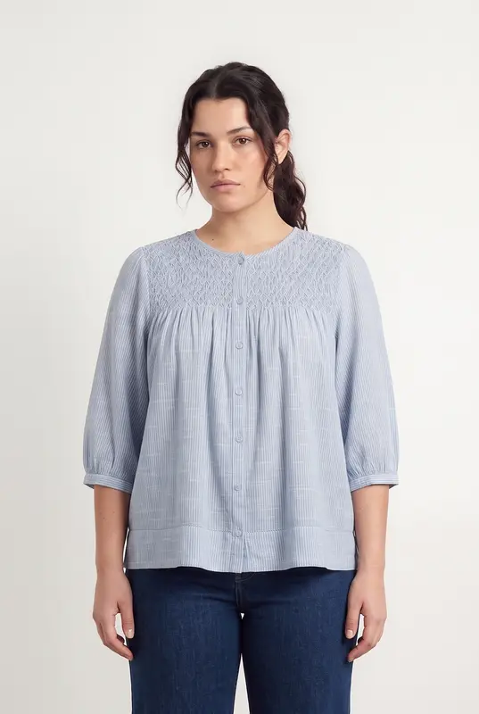 Blouse Bleu clair et Blanc - Taille XL/42