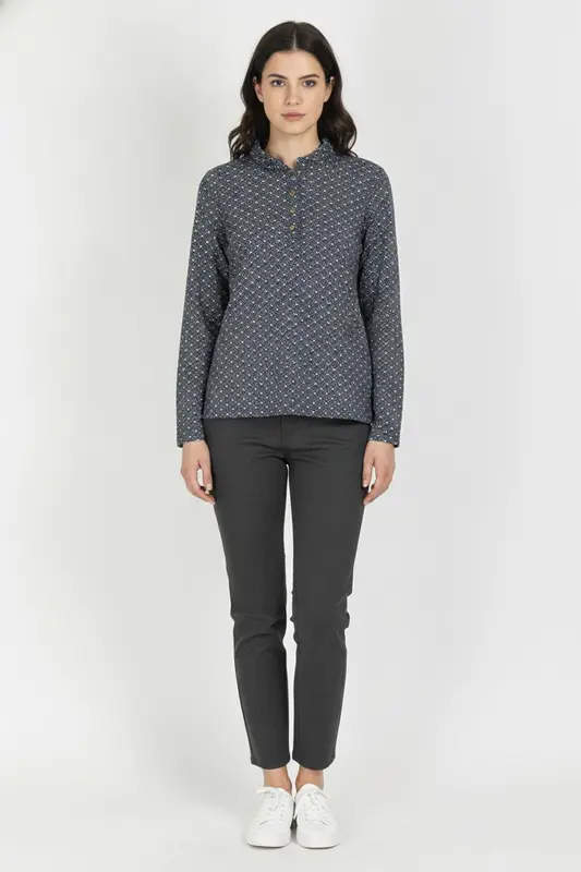 Blouse Bleu et Blanc - Taille L/40