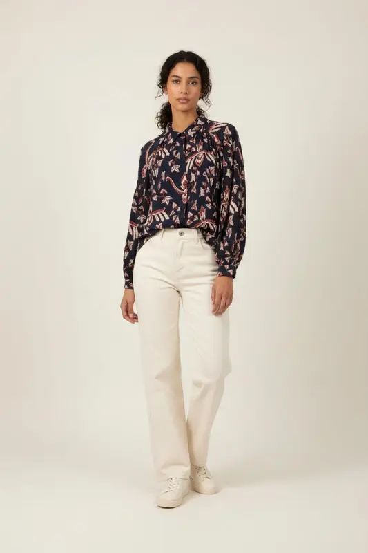 Blouse Bleu et Bordeaux - Taille S/36