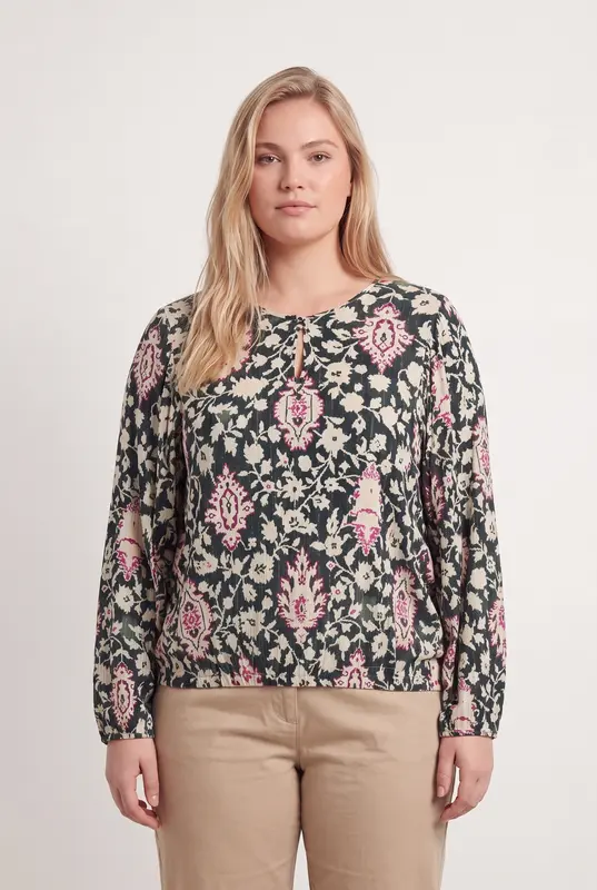 Blouse Bleu et Écru - Taille XXL/44