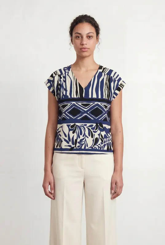 Blouse Bleu et Noir - Taille XL/42