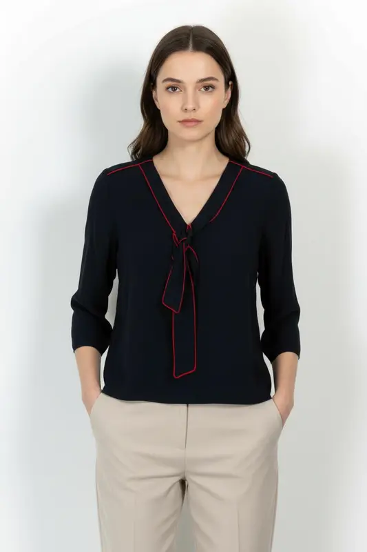 Blouse Bleu et Rouge - Taille S/36