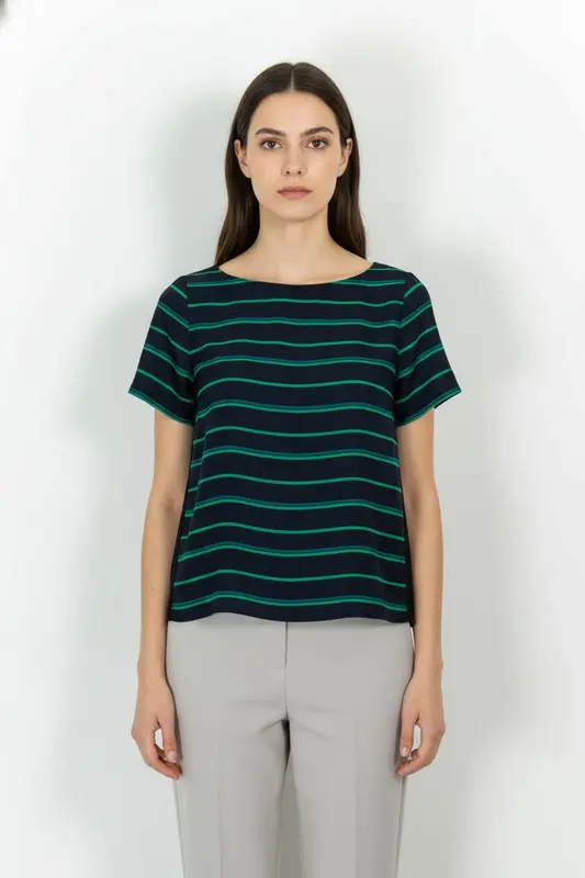 Blouse Bleu et Vert - Taille L/40
