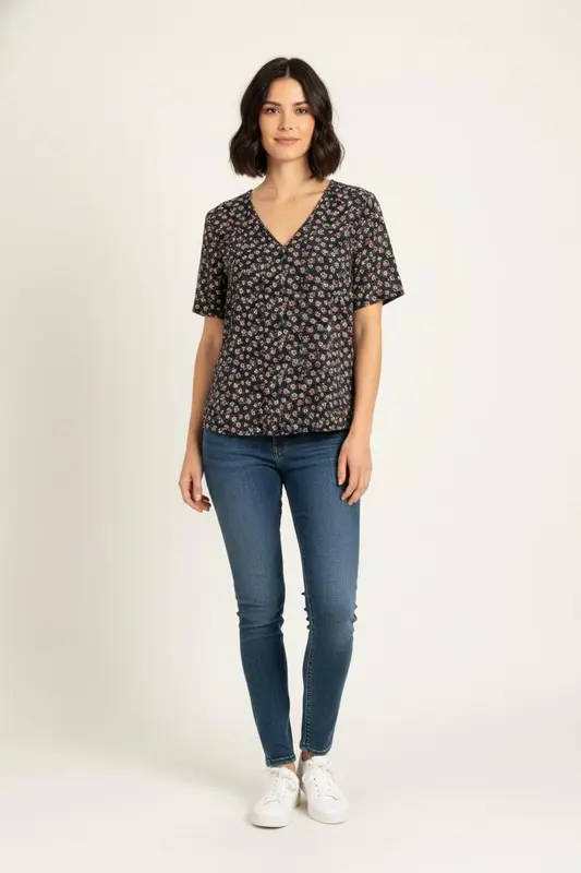 Blouse bleue à motifs - Taille S/36