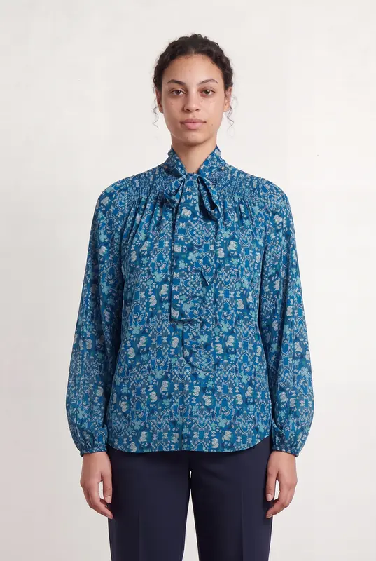 Blouse Bleue à Motifs - Taille XL/42
