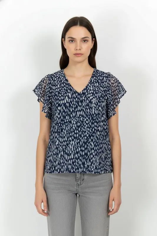 Blouse Bleue et Blanche - Taille M/38