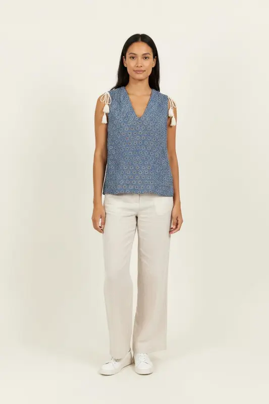 Blouse Bleue et Blanche - Taille S/36