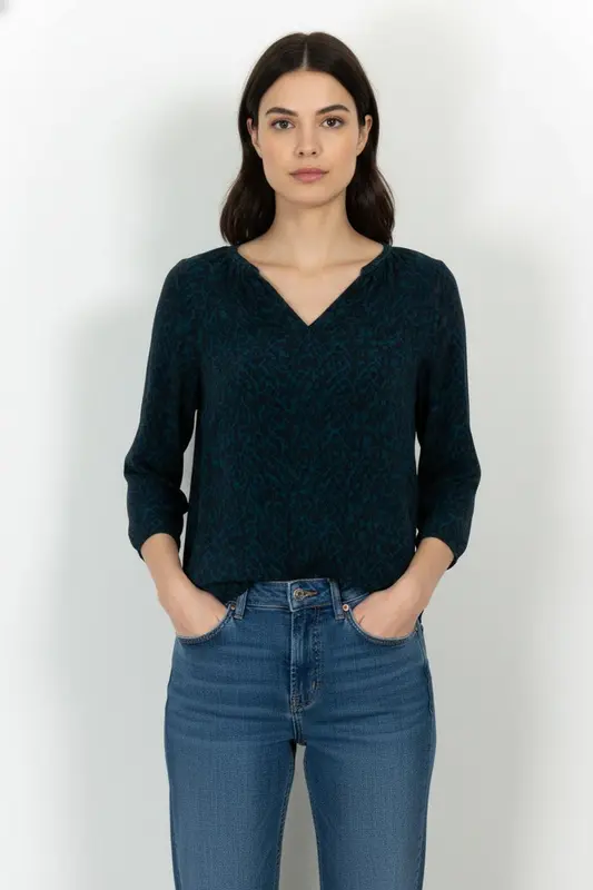 Blouse Bleue et Noire - Taille M/38