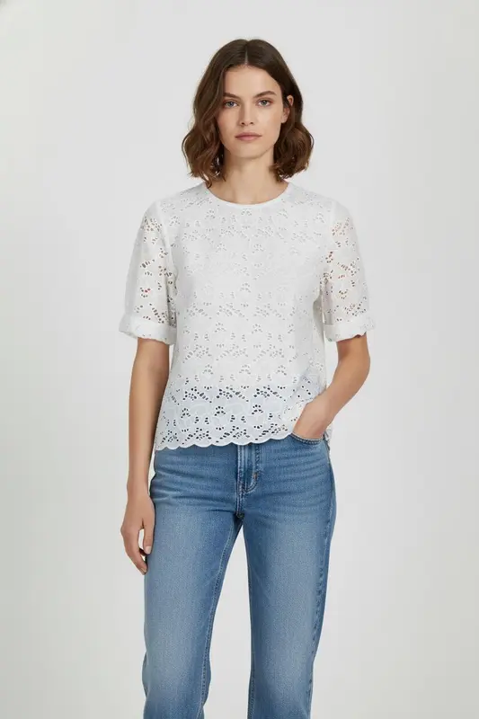 Blouse Brodée Blanche - Taille S/36