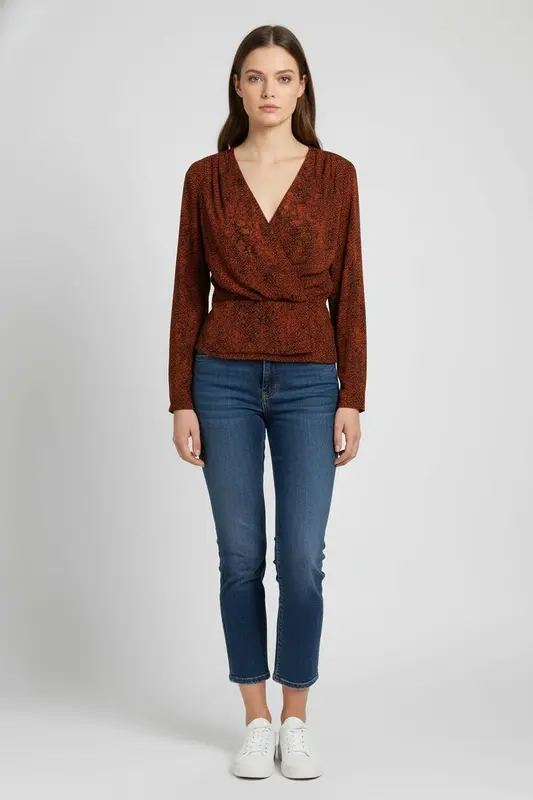 Blouse Cache-Cœur Bordeaux - Taille XL/42
