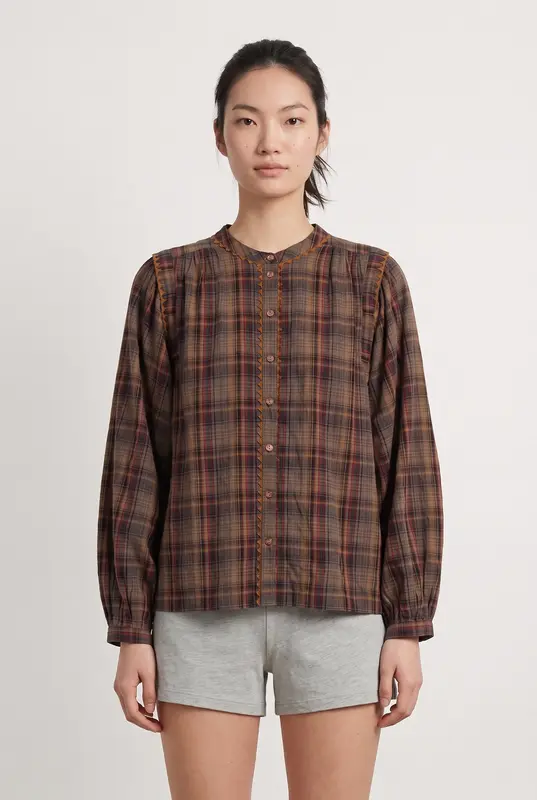 Blouse Carreaux Marron et Rouge - Taille M/38
