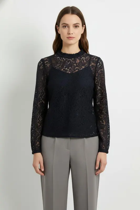 Blouse Dentelle Bleue - Taille S/36