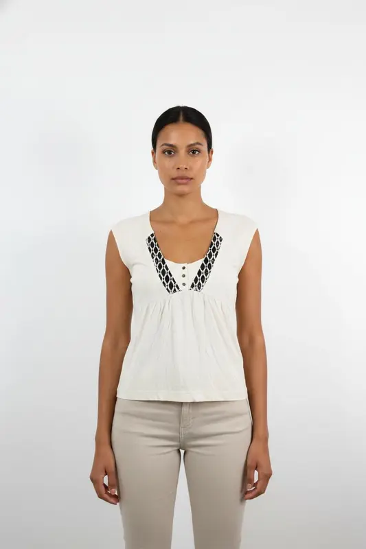 Blouse Écrue et Noire - Taille XS/34