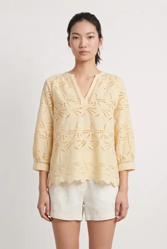 Blouse en broderie beige - Taille M/38