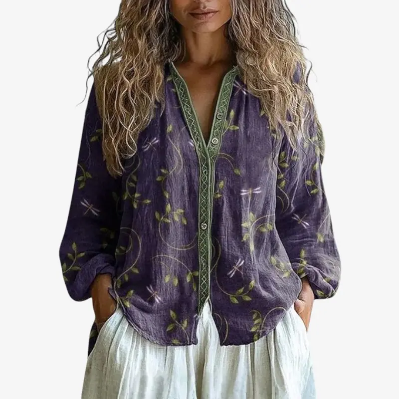 Blouse Femme Imprimée Bohème avec Détails