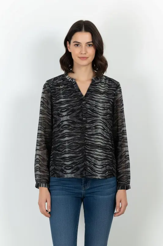 Blouse Grise et Noire - Taille M/38