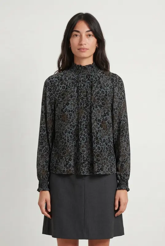 Blouse Léopard Noire et Grise - Taille M/38