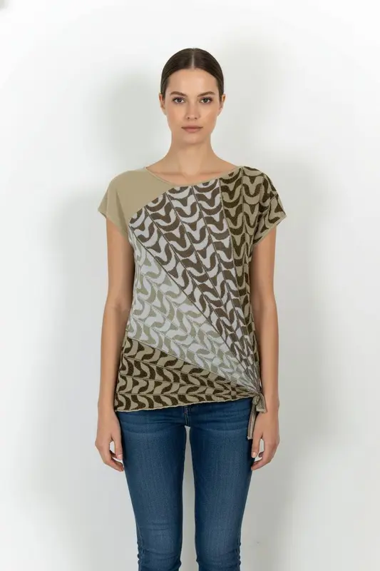 Blouse Marron et Beige - Taille M/38