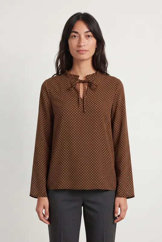 Blouse Marron et Blanche - Taille M/38