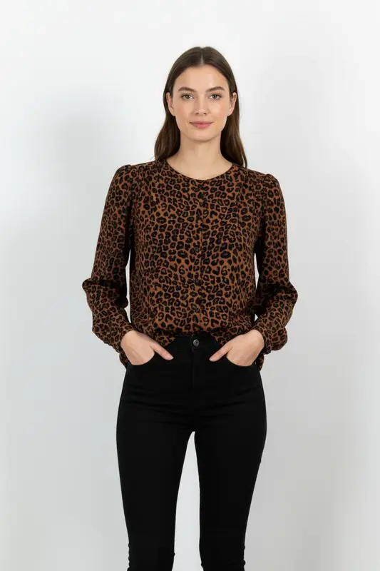 Blouse Marron et Noire - Taille M/38