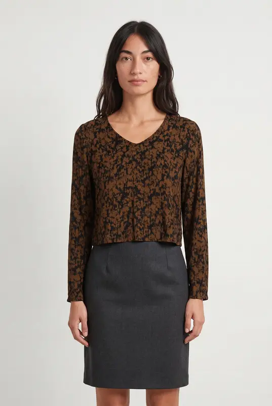 Blouse Marron et Noire - Taille S/36