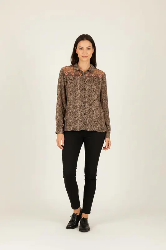 Blouse multicolore à motifs - Taille L/40
