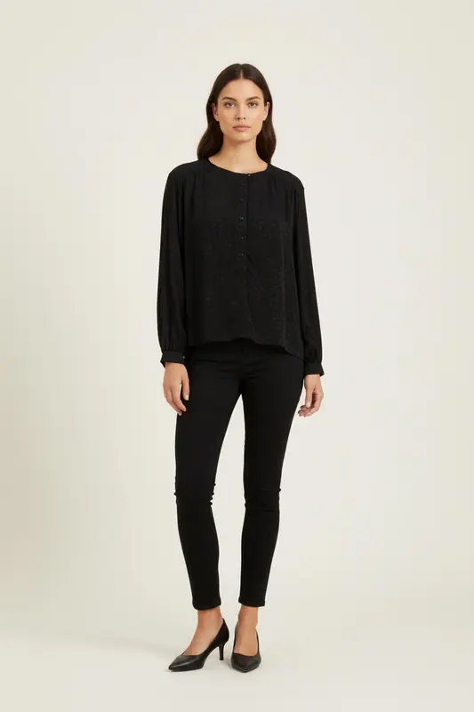 Blouse noire à motifs - Taille S/36