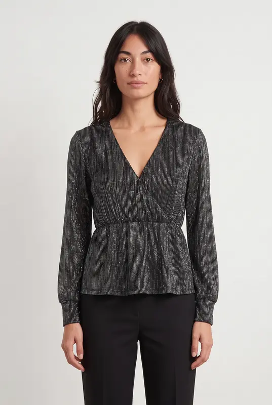 Blouse Noire et Argentée - Taille XS/34