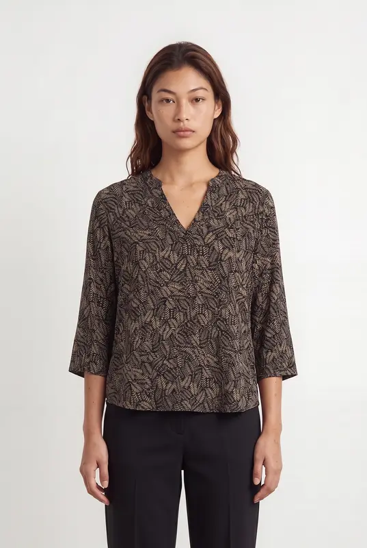 Blouse Noire et Beige - Taille M/38