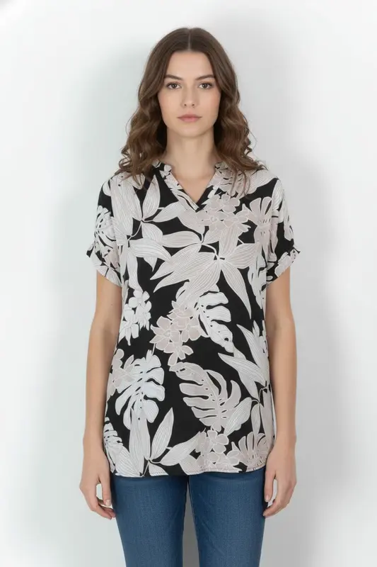 Blouse Noire et Beige - Taille XL/42