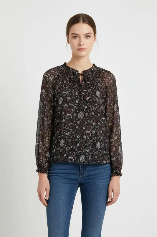 Blouse Noire et Bordeaux - Taille S/36