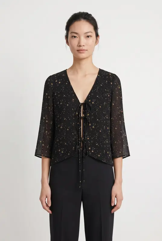 Blouse Noire et Dorée - Taille S/36
