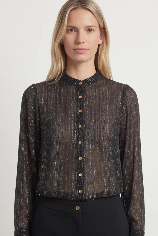 Blouse Noire et Dorée - Taille XS/34