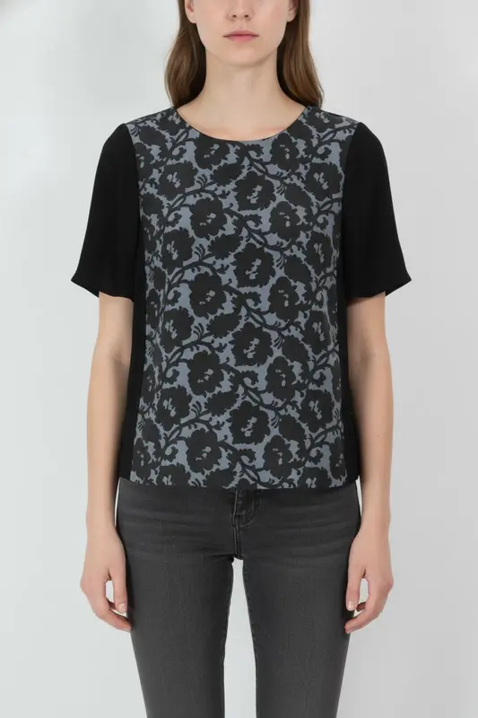 Blouse Noire et Grise - Taille S/36