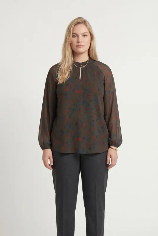 Blouse Noire et Multicolore - Taille XXL/44