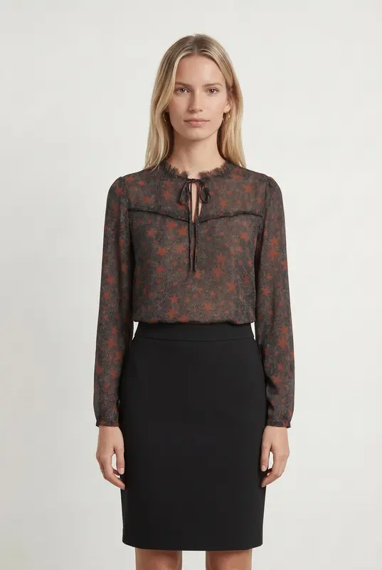 Blouse Noire et Rouge - Taille M/38