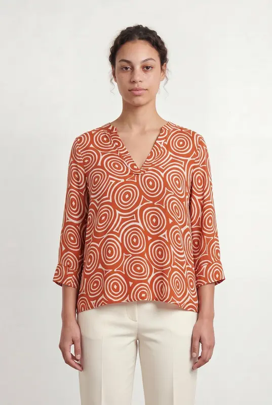 Blouse Orange et Blanche - Taille XL/42