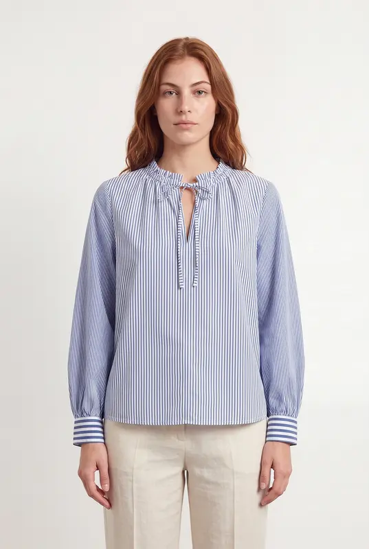 Blouse Rayée Bleue et Blanche - Taille M/38