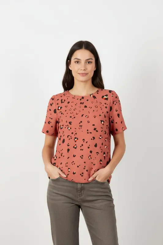 Blouse rose à motifs - Taille L/40