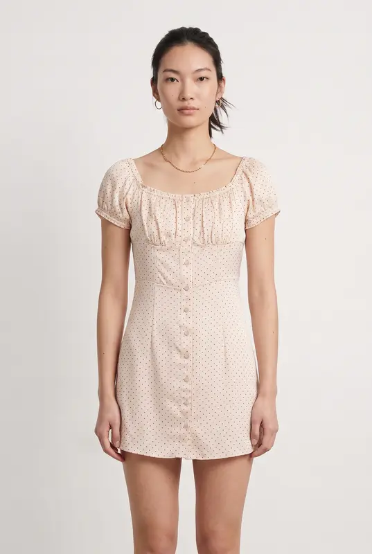 Blouse Rose à Pois Rouges - Taille S/36