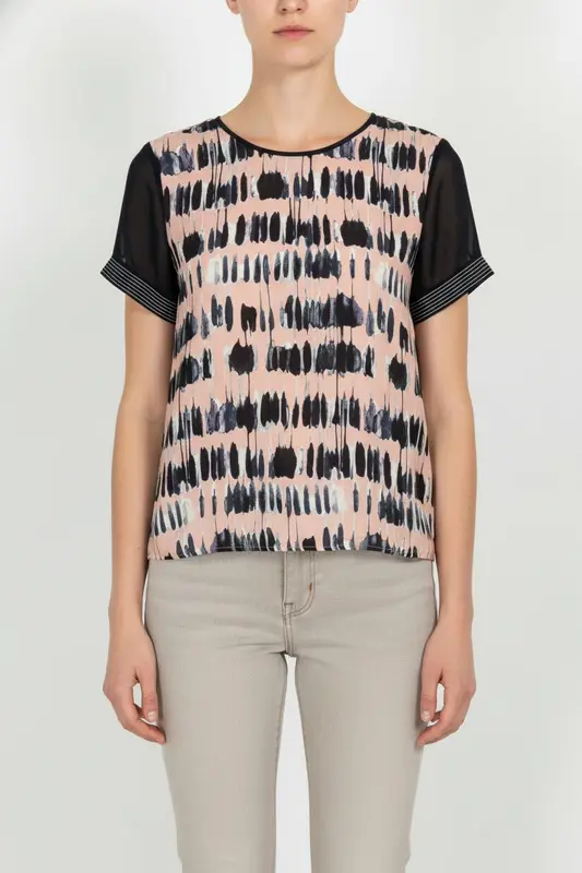 Blouse Rose et Noire - Taille S/36