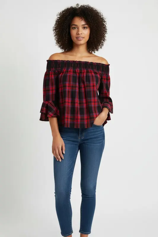 Blouse Rouge et Noire - Taille L/40