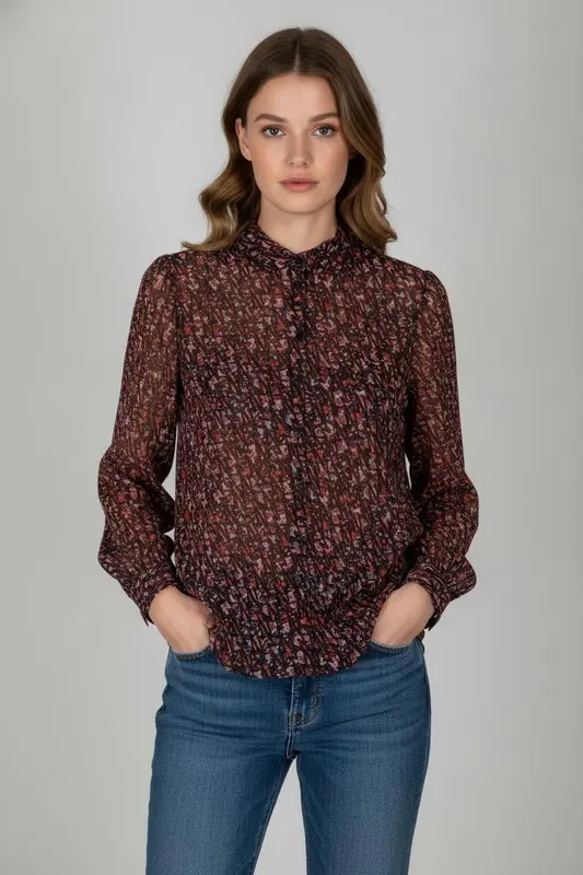 Blouse Rouge et Noire - Taille M/38