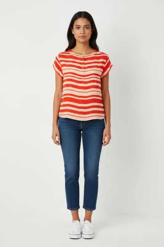 Blouse rouge rayée - Taille S/36