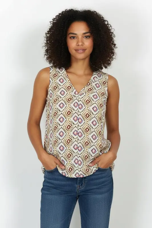 Blouse Sans Manches Multicolore - Taille L/40
