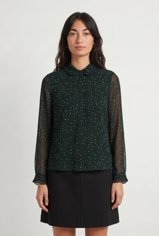 Blouse Verte à Pois Blancs - Taille S/36