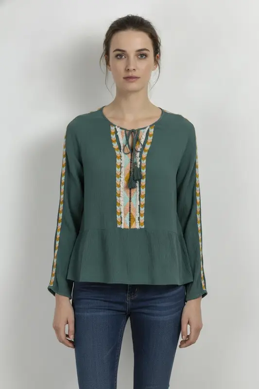 Blouse verte avec détails - Taille M/38