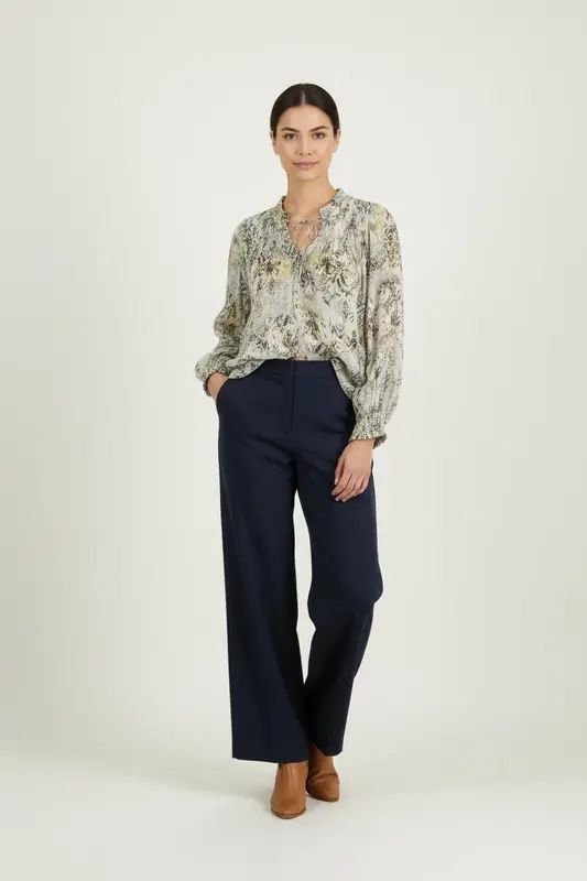 Blouse Verte et Beige - Taille XS/34